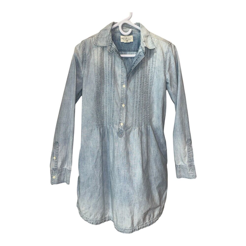 Denim & Supply Ralph Lauren Dress Size Medium Blue Chambray 100% Cotton Pintuck